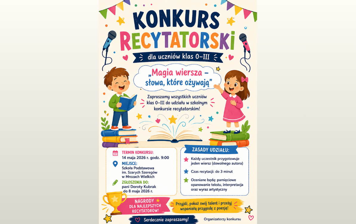 Zdjęcie do Szkolny konkurs recytatorski