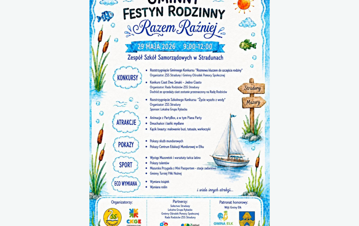 Zdjęcie do Zaproszenie na Gminny Festyn Rodzinny w Stradunach
