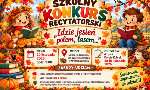 Zdjęcie do Szkolny konkurs recytatorski "Idzie jesień polem, lasem..."
